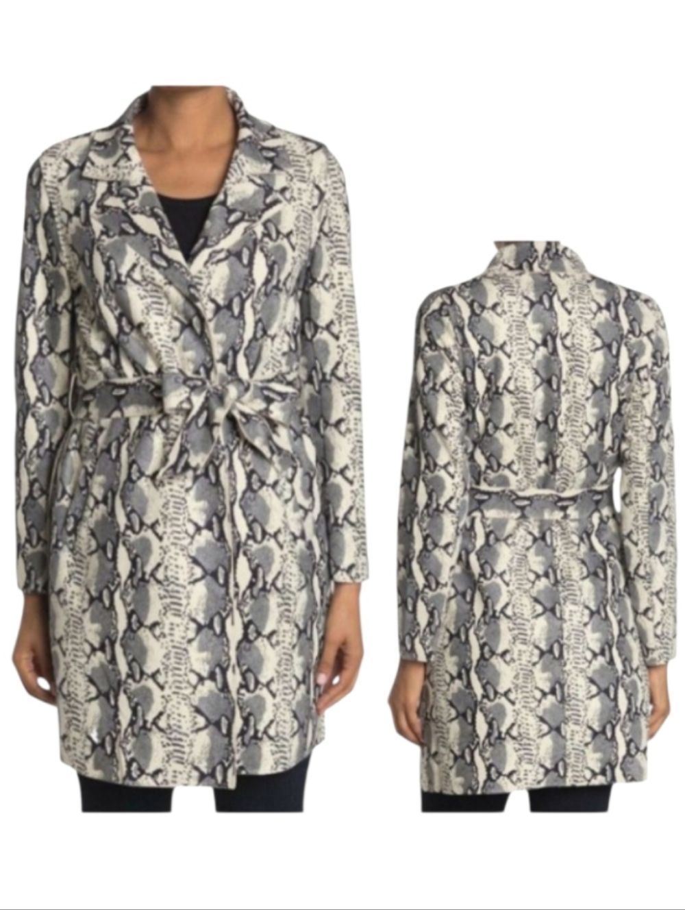Love Token Python Faux Suede Coat Snakeprint Smoking Jacket